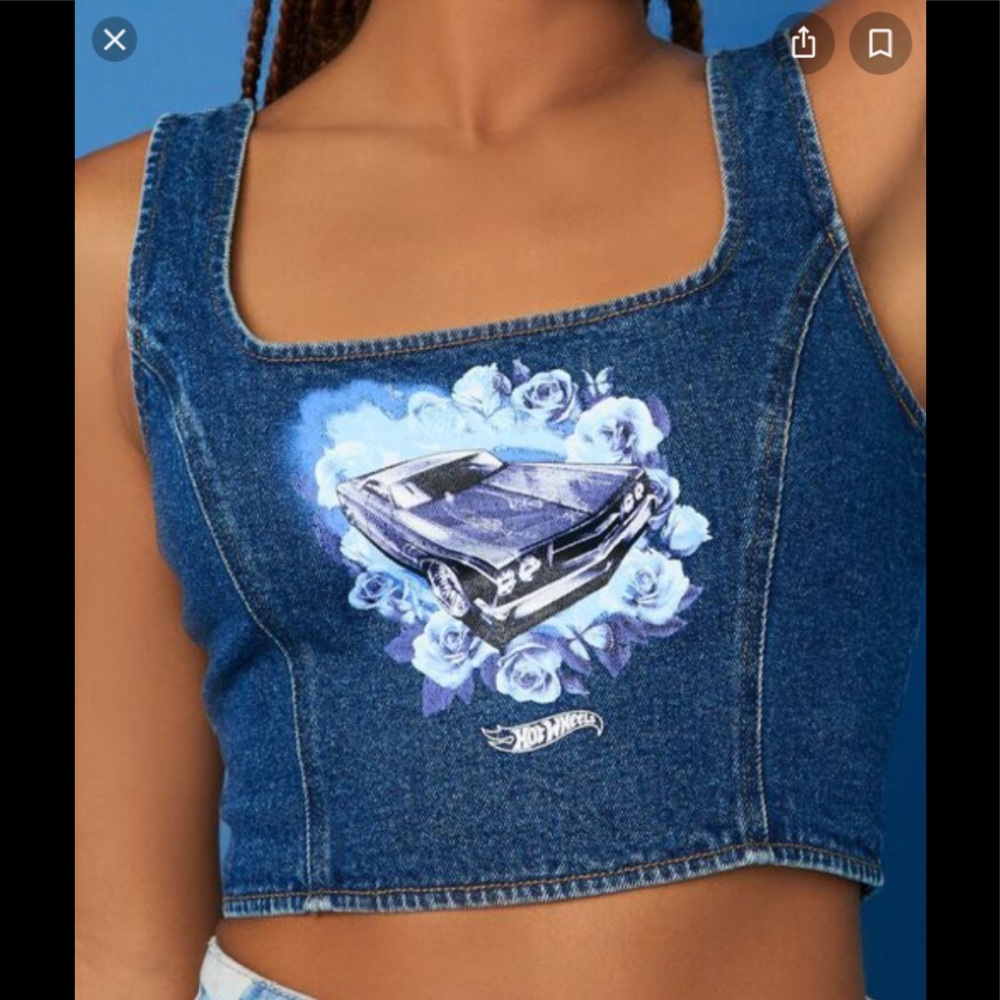 ⭐️NEW⭐️ Plus Size Hot Wheels Denim Crop Top